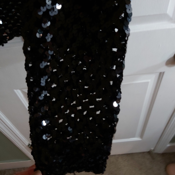 Stunning Vintage Topette Black Sequin Crochet Cardigan  MED - Picture 7 of 8